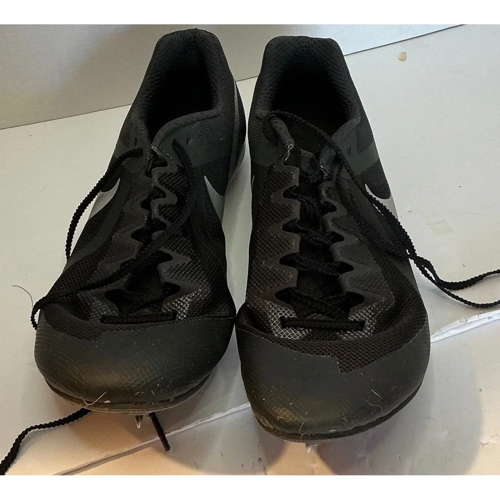 Nike Track and Field Racing Spikes Black Silver Mesh Cleats with Bag and Tool 12